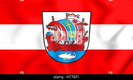 3D Flagge von Bremerhaven, Deutschland. 3D Illustration. Stockfoto