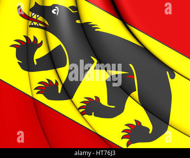 3D Flagge der Kanton Bern, Schweiz. 3D Illustration. Stockfoto