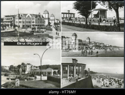 Deutschland - ca. 1969: Eine Postkarte gedruckt in Deutschland, zeigt die Sehenswürdigkeiten von Binz (Rügen), ca. 1969 Stockfoto