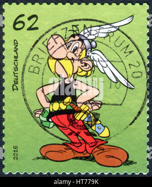 Deutschland - ca. 2015: Eine Briefmarke gedruckt in Deutschland, zeigt ein Asterix (Charakter), ca. 2015 Stockfoto