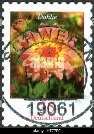 Deutschland - CIRCA 2006: Eine Briefmarke gedruckt in Deutschland, zeigt eine Blume Dahlie, circa 2006 Stockfoto