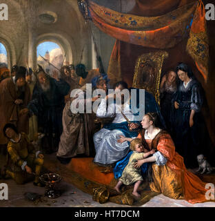 Moses und Pharao der Krone, Jan Steen, ca. 1670, Royal-Kunstgalerie, Museum Mauritshuis, den Haag, Niederlande, Europa Stockfoto