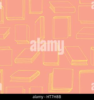 Nahtloses Muster mit Hand gezeichnet Hardcover-Bücher Stock Vektor