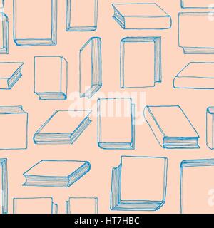 Nahtloses Muster mit Hand gezeichnet Hardcover-Bücher Stock Vektor