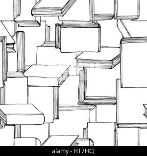 Nahtloses Muster mit Hand gezeichnet Hardcover-Bücher Stock Vektor