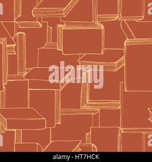 Nahtloses Muster mit Hand gezeichnet Hardcover-Bücher Stock Vektor