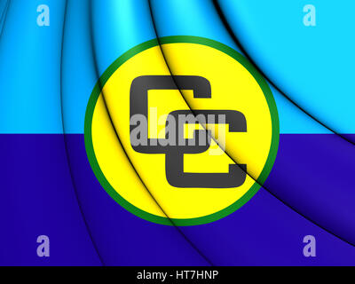 3D Flagge der Karibischen Gemeinschaft (CARICOM). 3D Illustration. Stockfoto