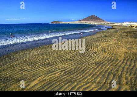 Malerische Aussicht von El Medano Strand auf Teneriffa auf den Kanarischen Inseln Stockfoto