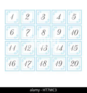 Abbildung. Dekorative Anzahl Karten für Hochzeit und Urlaub Stock Vektor