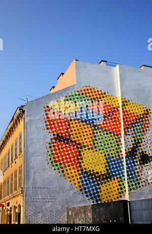 Graffiti von Rubik "s Würfel Spiel an einer Wand von Pest, Budapest, Ungarn Stockfoto