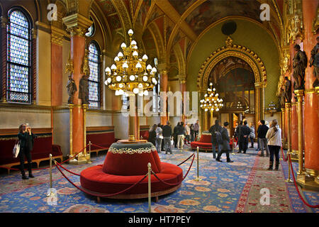 Die Lounge des ungarischen Parlaments, Budapest, Ungarn. Stockfoto