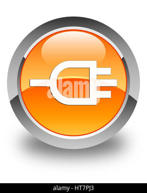 Verbinden Sie Symbol isoliert auf abstrakte Darstellung glänzend orange runden Knopf Stockfoto