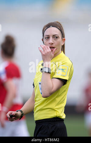 Nicolsia, Zypern. 3. März 2017. Dominik Thalhammer (Schiedsrichter) Fußball: Zypern Frauen WM 2017 Gruppe B match zwischen Österreich 3: 0 Neuseeland im GSP-Stadion in Nicolsia, Zypern. Bildnachweis: Maurizio Borsari/AFLO/Alamy Live-Nachrichten Stockfoto