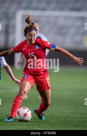 Nicolsia, Zypern. 3. März 2017. Cho soo-Hyun (KOR) Fußball: Zypern Frauen WM 2017 Gruppe B match zwischen Schottland 0-2 Südkorea im GSP-Stadion in Nicolsia, Zypern. Bildnachweis: Maurizio Borsari/AFLO/Alamy Live-Nachrichten Stockfoto