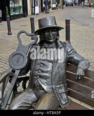 Statue von John "Blind Jack" Metcalf. Marktplatz, Knaresborough, North Yorkshire, England, Vereinigtes Königreich, Europa. Stockfoto
