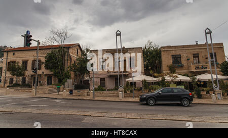 Ein Blick auf die deutsche Kolonie Nachbarschaft in Haifa Stockfoto