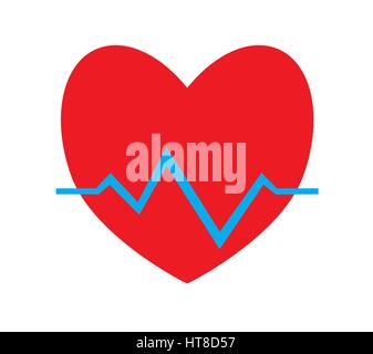 Bunte Herzen Puls, Herzschlag Symbol Vektor isoliert weißen Hintergrund. Medizinische Symbole. Stock Vektor