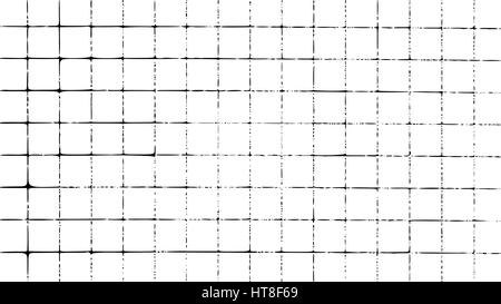 Grunge Overlay squared Notebook Papierstruktur. Vektor-Illustration von schwarzen und weißen abstrakte alte schmutzige körnig Hintergrund mit Staub und Lärm für Sie Stock Vektor