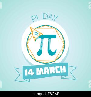 Kalender für jeden Tag am 14. März. Grußkarte. Urlaub - Pi-Tag. Symbol in der linearen Stil Stock Vektor