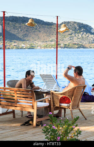 Waterfront Café, Selimiye, Bozburun Halbinsel, Türkei Stockfoto