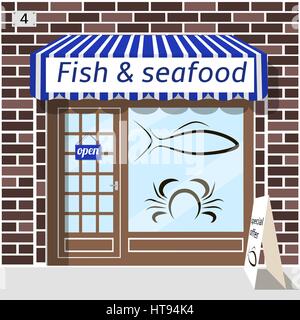 Fisch und Meeresfrüchte kaufen. Stock Vektor