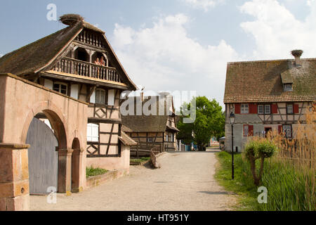 Im Ökomuseum d ' Alsace ist der größte lebende Freilichtmuseum in Frankreich und zeigt ein elsässisches Dorf aus dem frühen 20. Jahrhundert. Es veranschaulicht, was sind Stockfoto