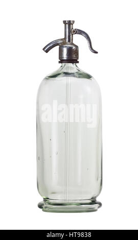 Alten Soda Siphon Flasche isoliert auf weißem Hintergrund Stockfoto