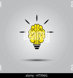 Gehirn Glühbirnensymbol, Vektor-Illustration. Flache Design-Stil Stock Vektor