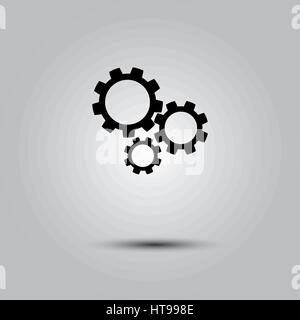 Zahnrad-Symbol in schwarz auf einem weißen Hintergrund-Vektor-Grafiken Stock Vektor