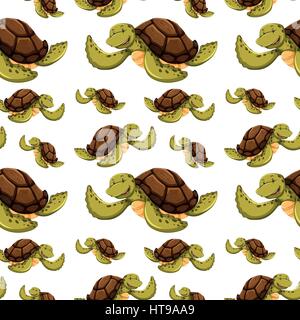 Nahtlose Hintergrund mit Schildkröten Abbildung Stock Vektor