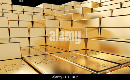 klassische Goldbarren 3D-Bild rendern Stockfoto