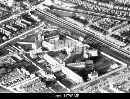 Eine Luftaufnahme des Mountjoy Gefängnis in Dublin. Drei Top Provisional IRA-Führer waren auf der Flucht, heute Abend, nachdem ein entführter Hubschrauber sie auf Freiheit von der Übung-Hof entführt. Stockfoto