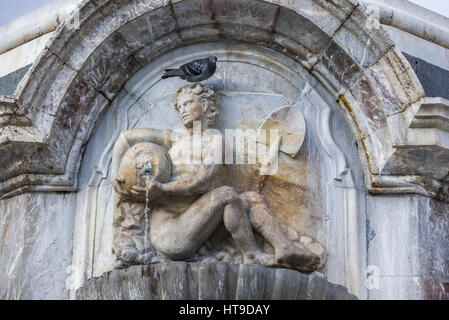 Details der Elefanten-Brunnen (Fontana dell'Elefante auch genannt u Liotru) am Domplatz (Piazza del Duomo), Symbol von Catania, Sizilien, Italien Stockfoto