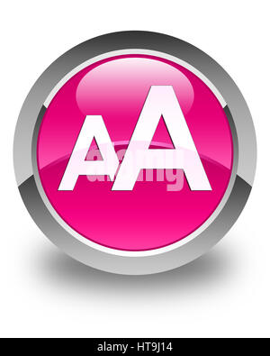 Schrift Größe Symbol isoliert auf glänzend rosa Runde Taste abstrakte Abbildung Stockfoto