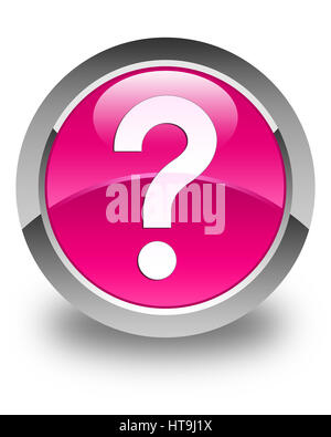 Fragezeichen-Symbol isoliert auf glänzend rosa Runde Taste abstrakte Abbildung Stockfoto