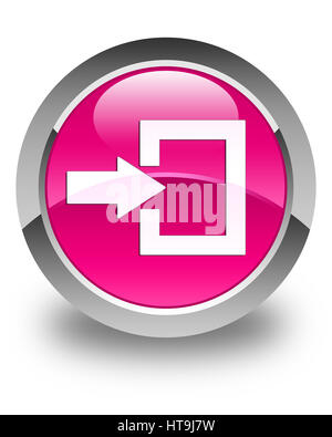 Login-Symbol auf glänzend rosa Runde Taste abstrakte Abbildung isoliert Stockfoto