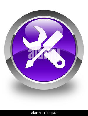 Symbol "Einstellungen" auf glänzende lila Runde Taste abstrakte Abbildung isoliert Stockfoto