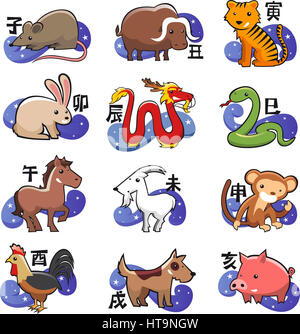 Chinesischer Tierkreis Zeichen Symbol Symbole Stockfoto