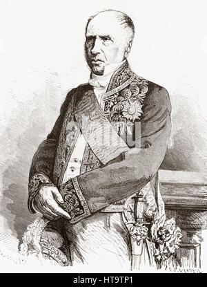 André Marie Jean Jacques Dupin, 1783 –1865, aka Dupin der ältere. Französischer Rechtsanwalt, Präsident der Kammer der Abgeordneten und der gesetzgebenden Versammlung.  Vom Album-Evenement, Prime du Zeitschrift L'Evenement veröffentlicht 1865. Stockfoto