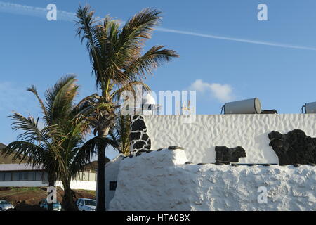 Weiß getünchte Gebäude in El Golfo, Lanzarote Stockfoto