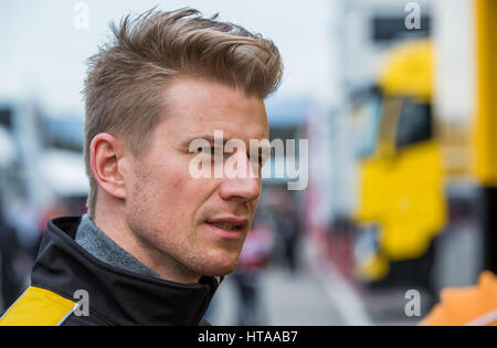 Deutsche Formel1 pilot Nico Hülkenberg von Renault, fotografiert während der Prüfung vor der neuen Saison der Formel1 auf dem Circuit de Catalunya Rennen Treak in der Nähe von Barcelona, Spanien 28. Februar 2017. Alle F1-Teams testen ihre neuen Rennwagen während der nächsten zwei Wochen in Spanien. Die neue Formel1 Saison startet am 26. März 2017 in Australien. Foto: Jens Büttner/Dpa-Zentralbild/ZB Stockfoto