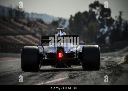 Barcelona, Spanien. 9. März 2017. PASCAL WEHRLEIN (GER) braucht, um die Strecke in seinem Sauber C36-Ferrari am 7.Tag der Formel1 Prüfung am Circuit de Catalunya Credit: Matthias Oesterle/ZUMA Draht/Alamy Live News Stockfoto