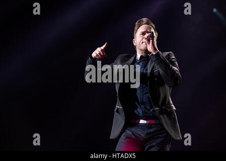 Leeds UK. 9. März 2017. Olly Murs führt in der Leeds erste direkte Arena, Leeds UK auf seine Überschrift UK-Tour 2017, Leeds 03.09.2017 © Gary Mather/Alamy Live News Stockfoto