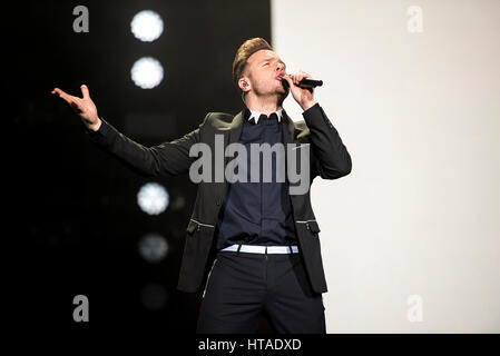 Leeds UK. 9. März 2017. Olly Murs führt in der Leeds erste direkte Arena, Leeds UK auf seine Überschrift UK-Tour 2017, Leeds 03.09.2017 © Gary Mather/Alamy Live News Stockfoto