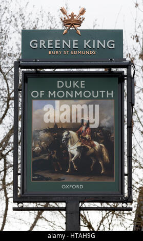 Herzog von Monmouth Pub Schild, Abingdon Road, Oxford, UK Stockfoto