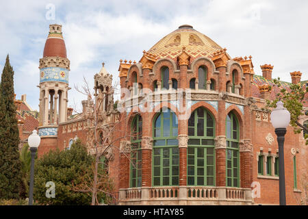 Hospital De La Santa Creu ich Sant Pau, Barcelona, Katalonien, Spanien. Von der katalanischen Modernisme Architekt Lluís Domènech ich Montaner. Stockfoto