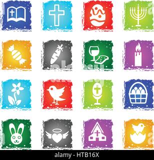 Ostern-Web-Symbole im Grunge-Stil für User Interfacedesign Stock Vektor