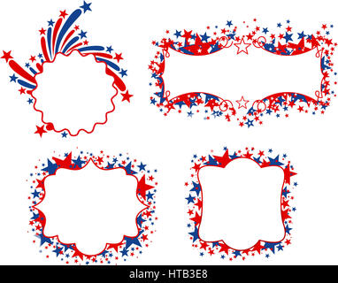 US-patriotische Banner mit Leerraum zu füllen. Vier verschiedene Vereinigte Staaten von Amerika-Banner mit Sternen in rot und blau. Vektor-Illustrationen. Stockfoto