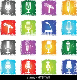 Mikrofon Web Icons im Grunge-Stil für User Interfacedesign Stock Vektor