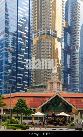 Singapur, Geschäftsviertel, Lau Pa Sat, Food-Court, Wolkenkratzer, Stockfoto